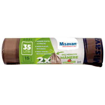 Saci menajeri colectare selectiva  35l, parfumati, 15 buc, maro (set)