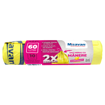 Saci menajeri colectare selectiva  60l, parfumati, 10 buc, galbeni (set)