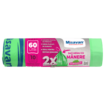 Saci menajeri colectare selectiva  60l, parfumati, 10 buc, verzi (set)