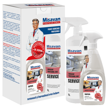 Pachet odorizant baie Dr. Stean Service 1l + odorizant camera Dr. Stean Tropical 750ml (PAC)