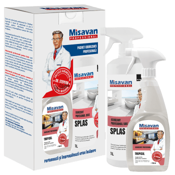 Pachet odorizant baie Dr. Stean Splas 1l + odorizant camera Dr. Stean Tropical 750ml (PAC)