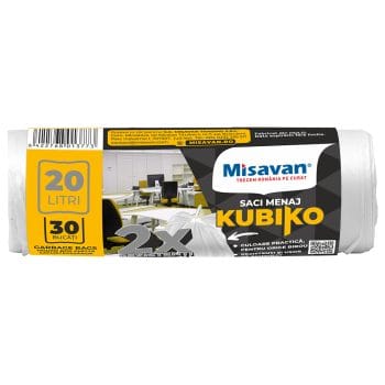 Saci menajeri Kubiko 20l, 30buc/set, albi (set)