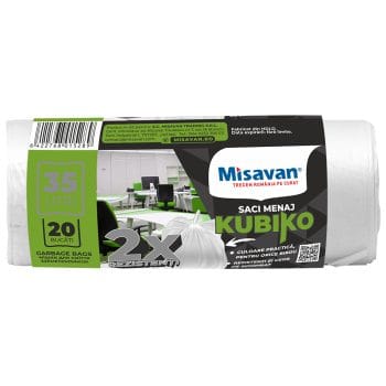 Saci menajeri Kubiko 35l, 20buc/set, albi (set)