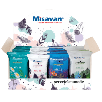 Display servetele umede de buzunar, , diverse arome, 32 pachete/display, 15 servetele/pachet (Display)