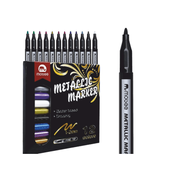 PERMANENT MARKER METALIZAT 12 CULORI/SET P-132