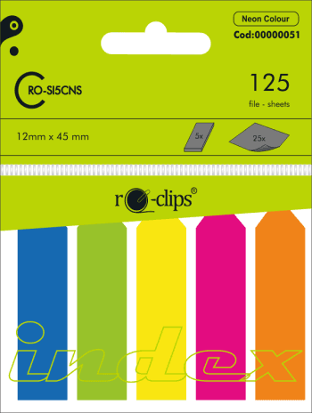 STICKY INDEX SAGEATA RO-CLIPS 45X12 5 CULORI RO-SI5CNS