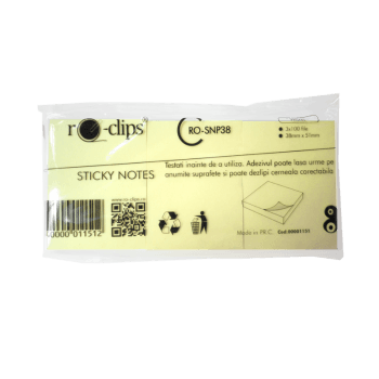 STICKY NOTES RO-CLIPS GBN 38X51MM 100 FILE 3BUC/SET RO-SNP38